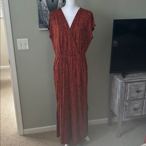 Garnet Hill Rust Floral Maxi Dress